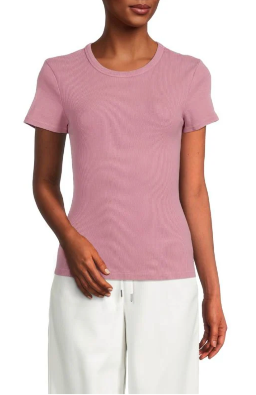 Cecie Ribbed Crew Tee l Rose
