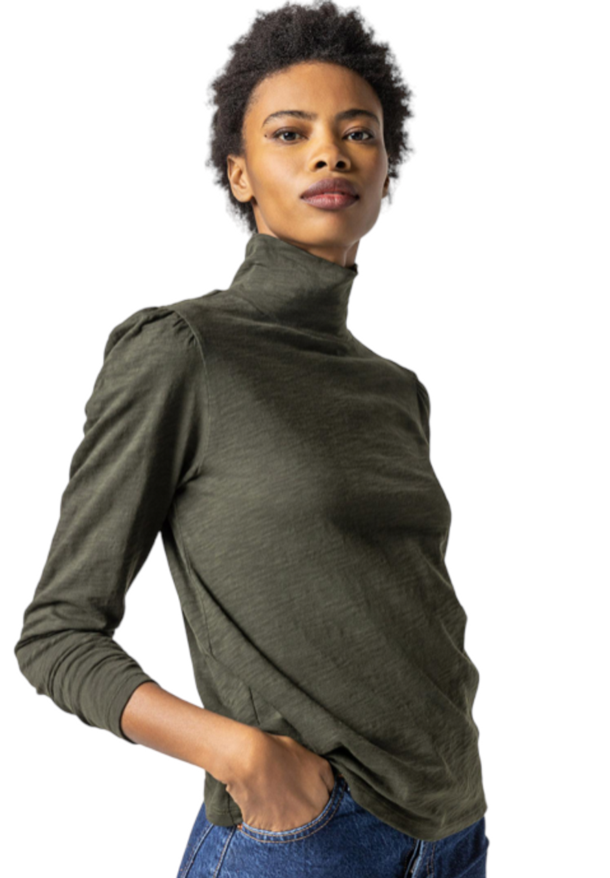 Turtleneck with 2025 puff sleeves