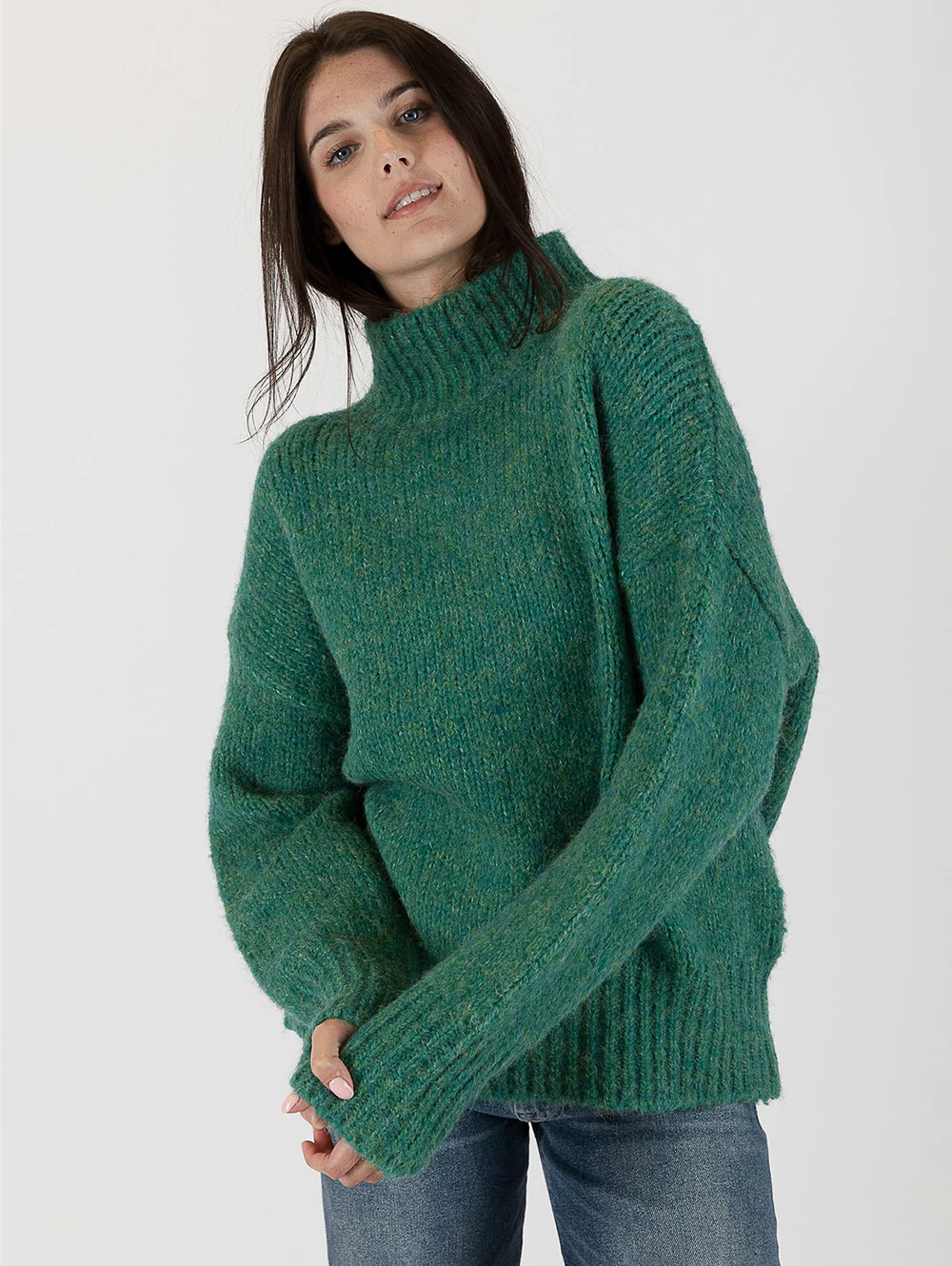 Aggie Mock Neck in Emerald