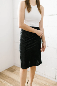 Allina Slip Skirt in Black Velvet