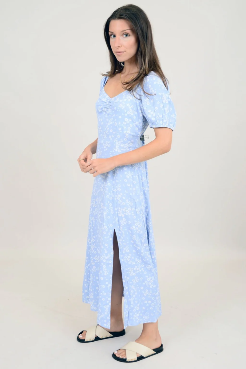 Dania Printed Crepe Dress in Light Blue Floral