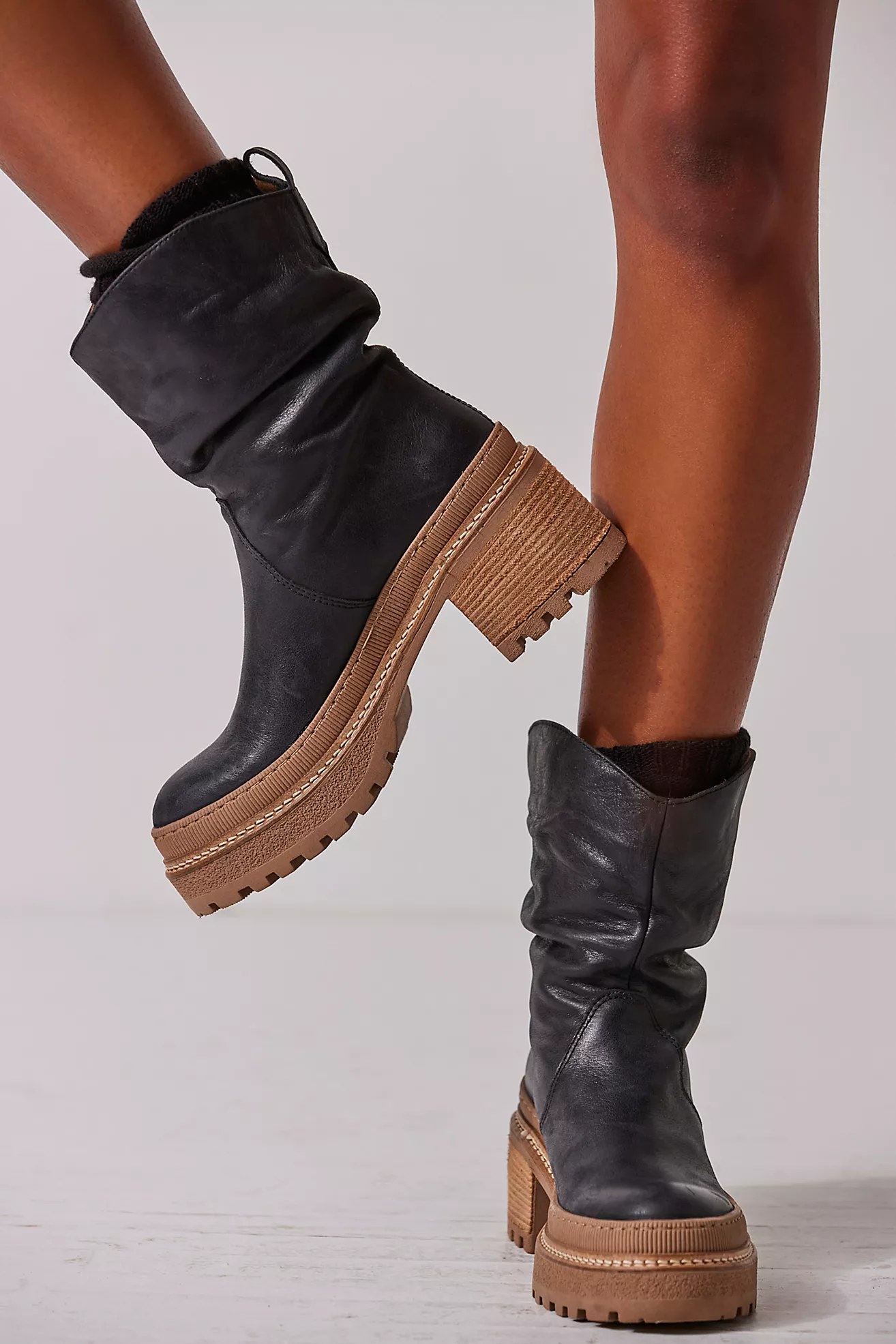 Mel Slouch Boot in Black Leather