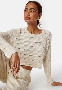 Mary Long Sleeve Knit O-Neck Top In Birch