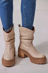 Mel Slouch Boot in Bone Leather