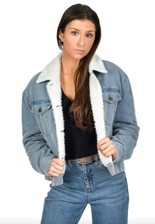 Sherpa womens jean on sale jacket