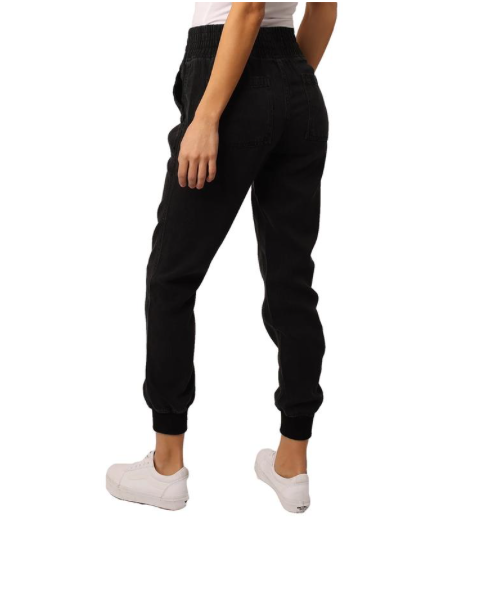 Jacey Super High Rise Cropped Jogger In Washed Black