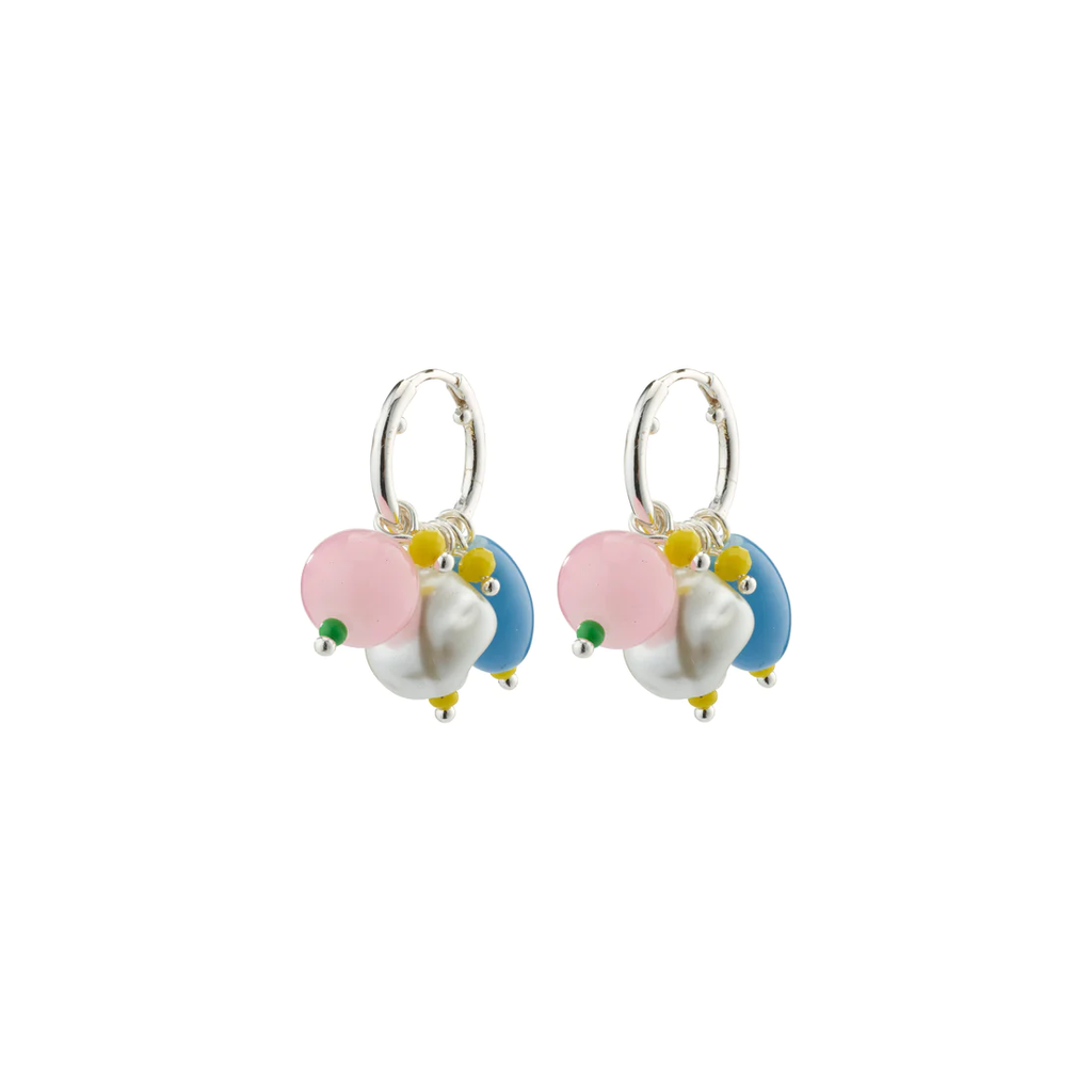JACOBINE pearl pendant hoops multicolored/silver-plated