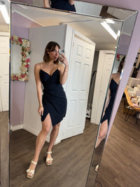 Malone Faux Wrap Dress in Navy