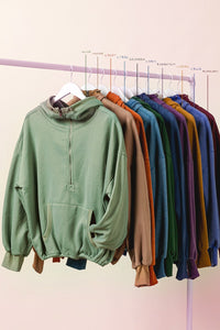 Toni Half Zip Hoodie in Olive