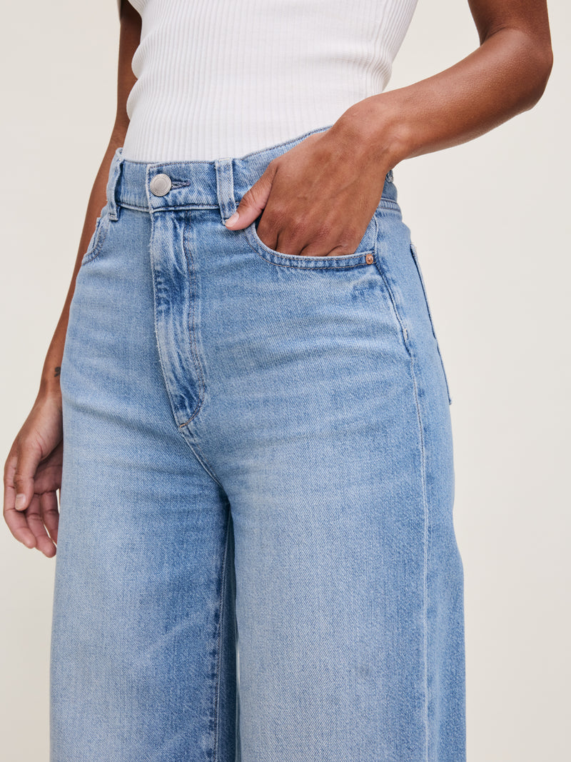 Hepburn Wide Leg High Rise 32" Jeans in River Bank