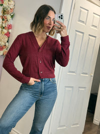 The Short Cardigan In Red Bliss