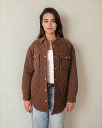 Leni Quilted Brushed Cotton Coat in Espresso