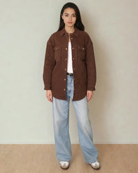 Leni Quilted Brushed Cotton Coat in Espresso
