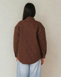 Leni Quilted Brushed Cotton Coat in Espresso