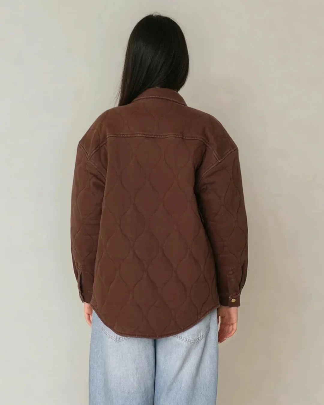 Leni Quilted Brushed Cotton Coat in Espresso