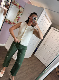 Beliza Button Front Sleeveless Knit Vest