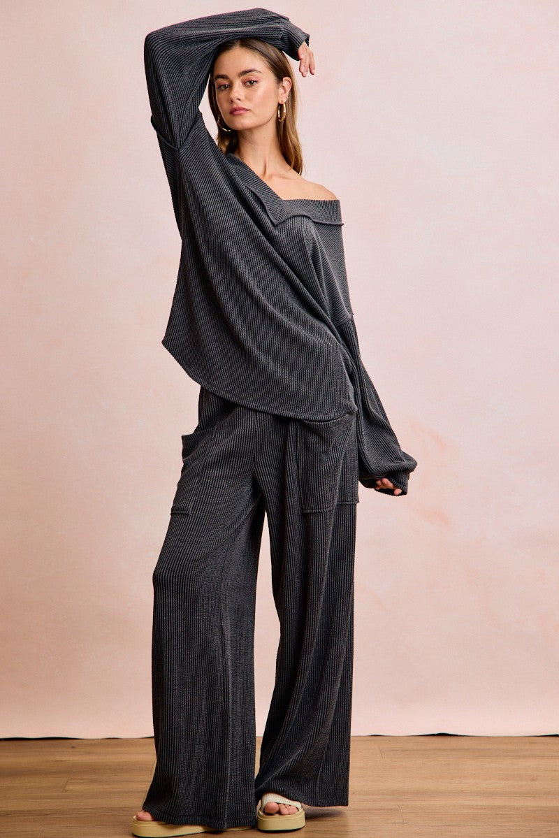 Miranda Rib Set in Washed Black