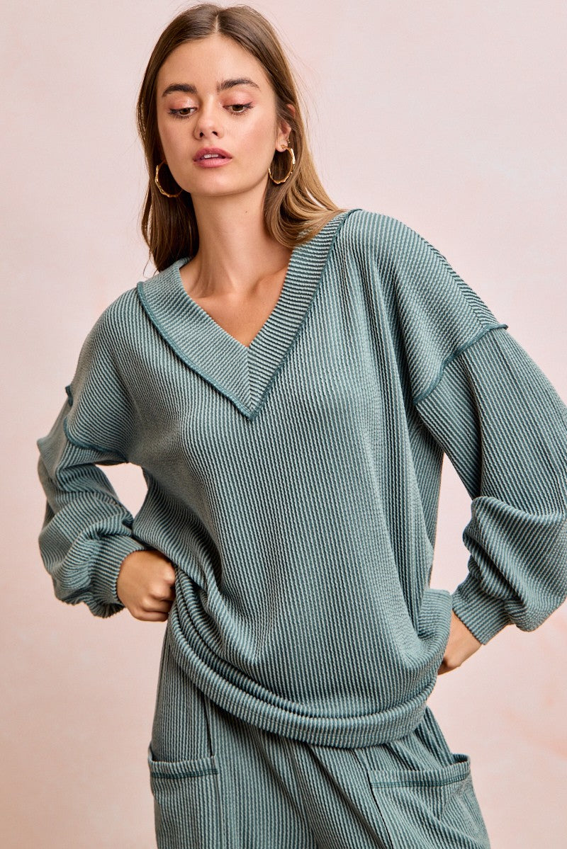 Miranda Rib Set in Dark Sage