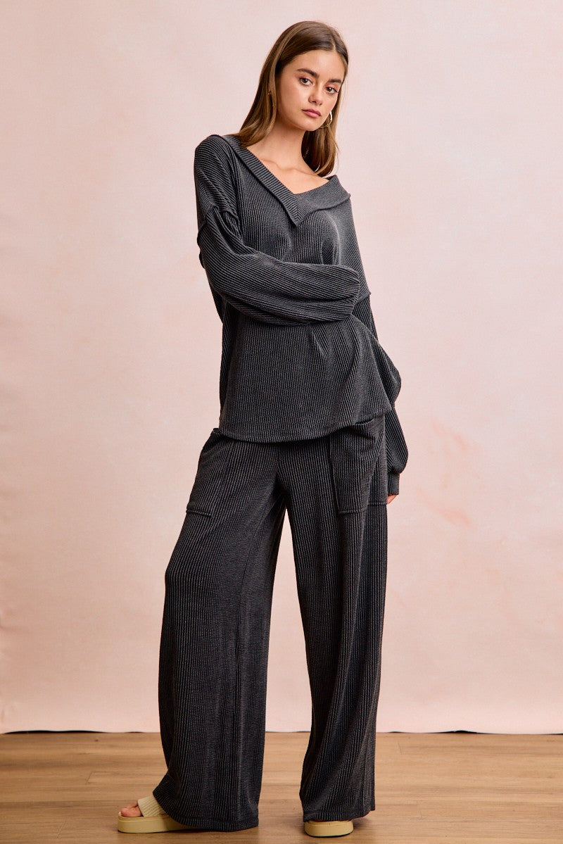 Miranda Rib Set in Washed Black