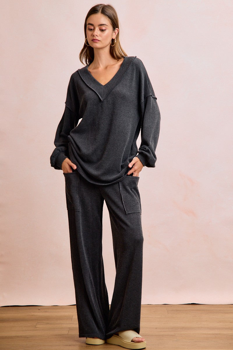 Miranda Rib Set in Washed Black