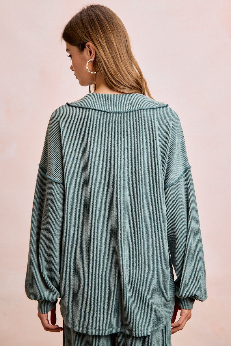 Miranda Rib Set in Dark Sage
