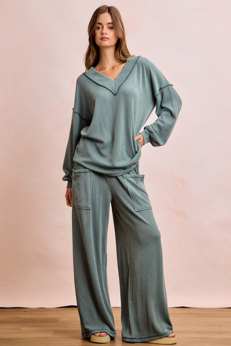 Miranda Rib Set in Dark Sage