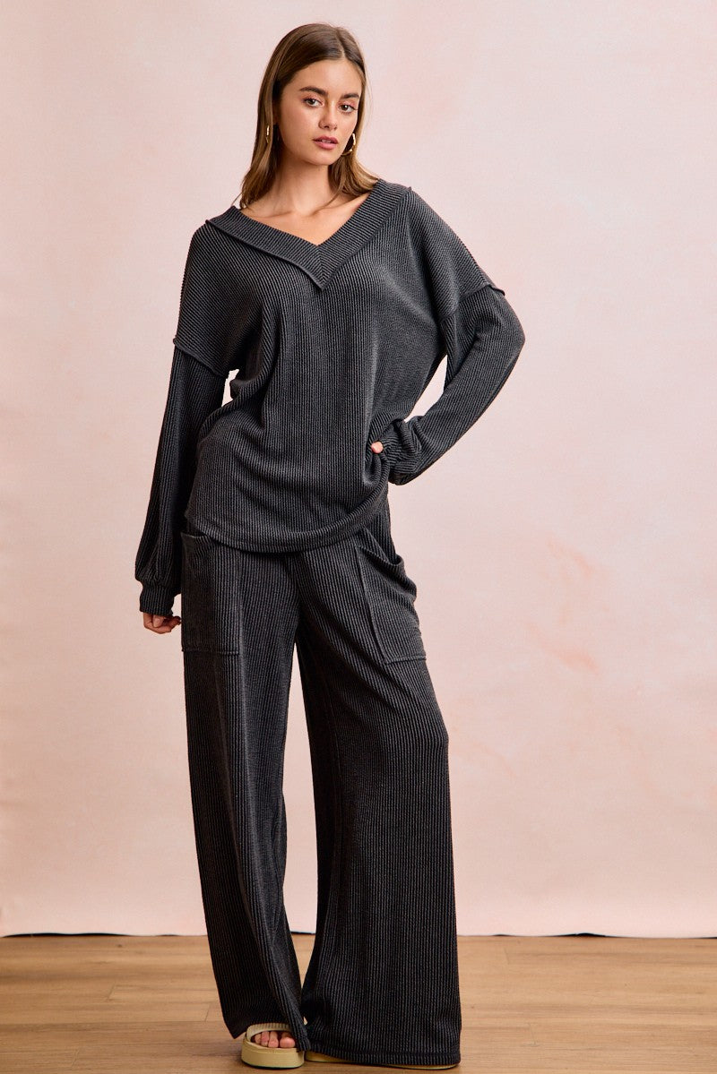 Miranda Rib Set in Washed Black