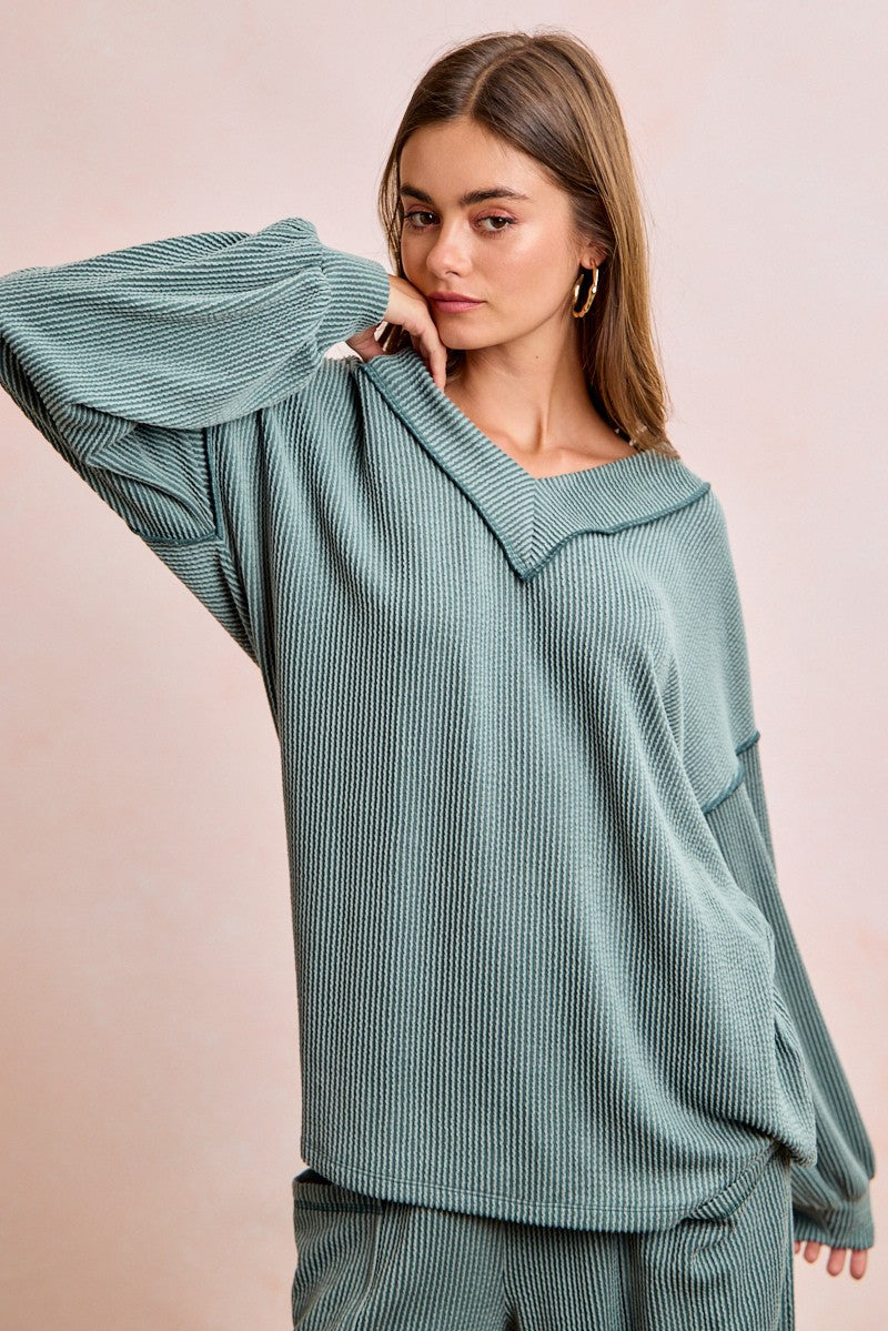 Miranda Rib Set in Dark Sage