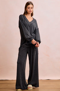 Miranda Rib Set in Washed Black
