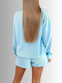 Everyday Waffle Short Set in Powder Blue