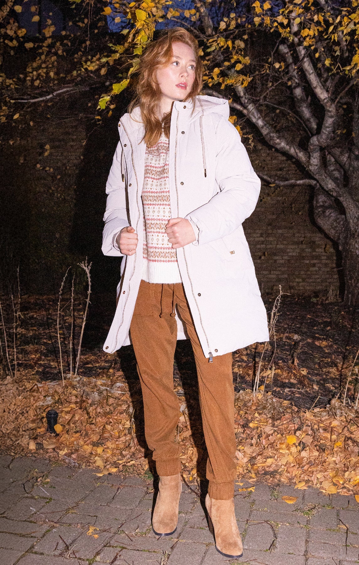 Hooded Puffer Coat in Birch