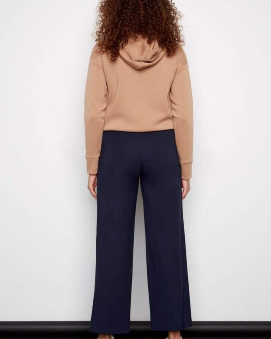 Roxanne Solid Ponte Wide-Leg Pant in Navy