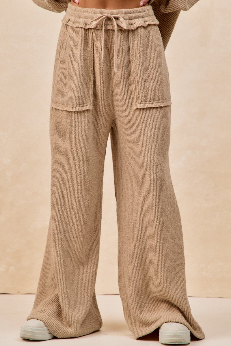 Brandi Baby Rib Knit Pants in Taupe
