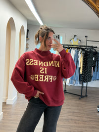 Kindness Is Free Reversible Graphic Sweater | Burgundy/Pink