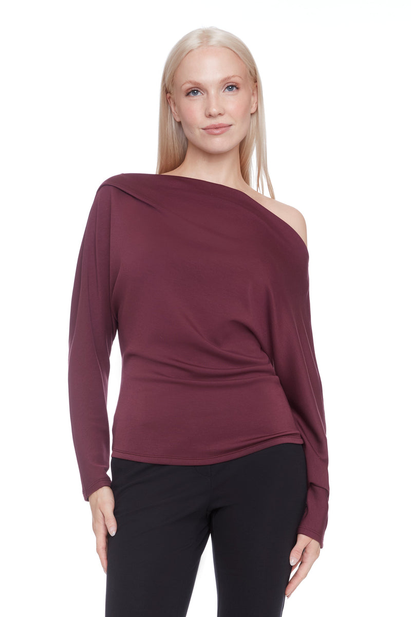 Dolman Ruched Blouse in Black