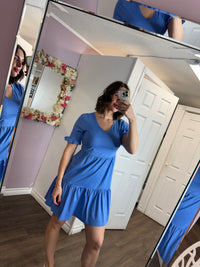 ONLBLOOM S/S V-NECK FRILL DRESS | Ultramarine