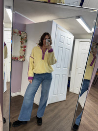 Maci Sherpa Pullover in Banana Lime