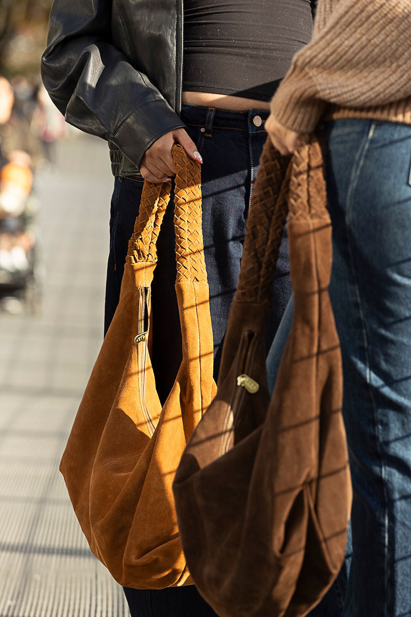 Kate Weave Suede Slouchy Bag | Two Colours