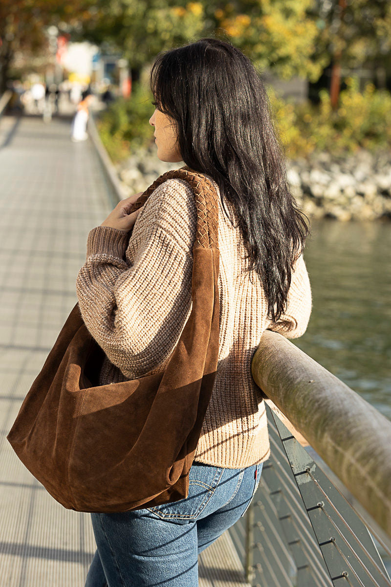Kate Weave Suede Slouchy Bag | Two Colours
