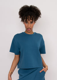 Tess Soft Knit Tee | Border Blue