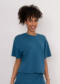 Tess Soft Knit Tee | Border Blue