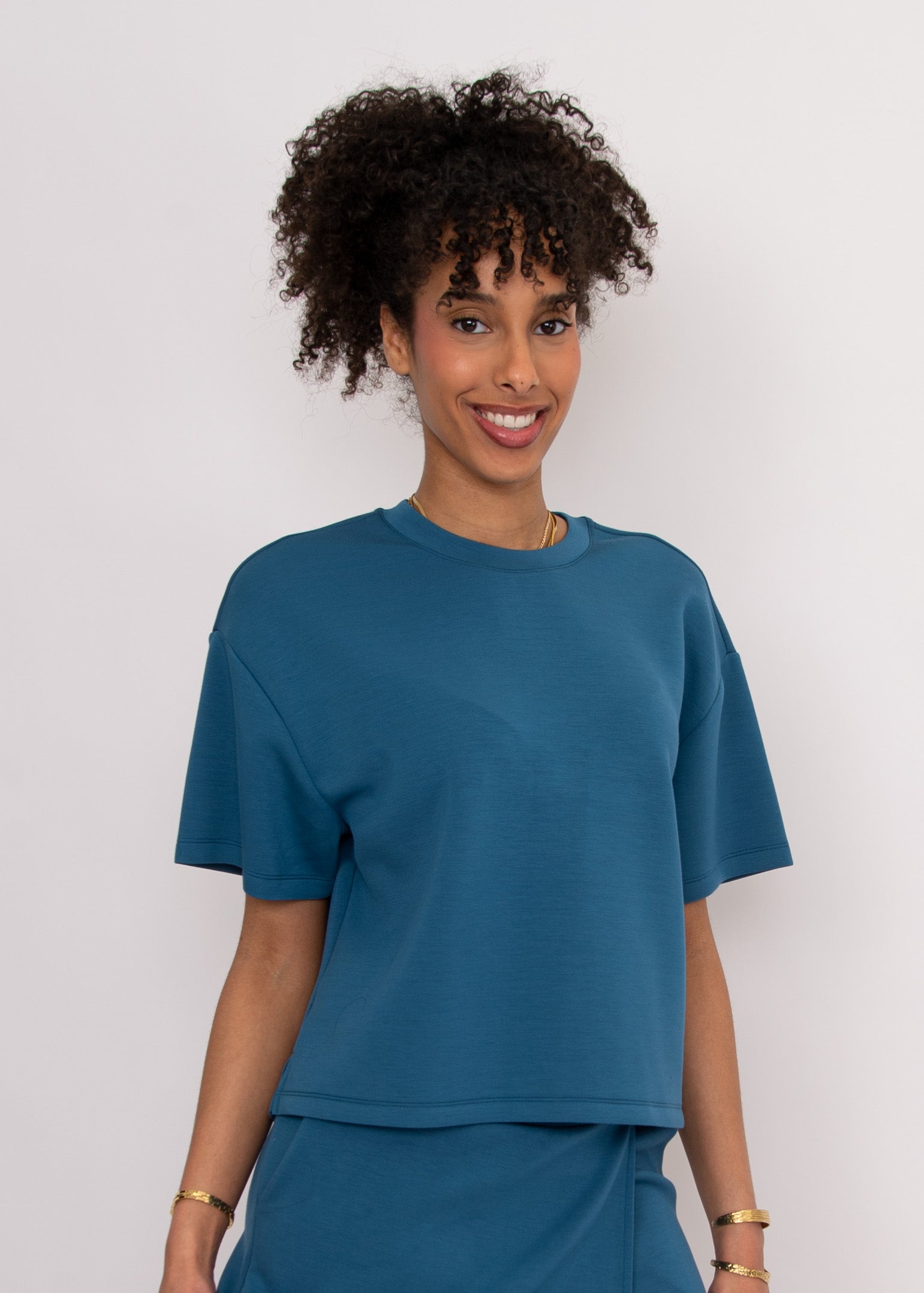 Tess Soft Knit Tee | Border Blue