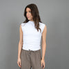 YVE Mock Neck Ruched Tank In White