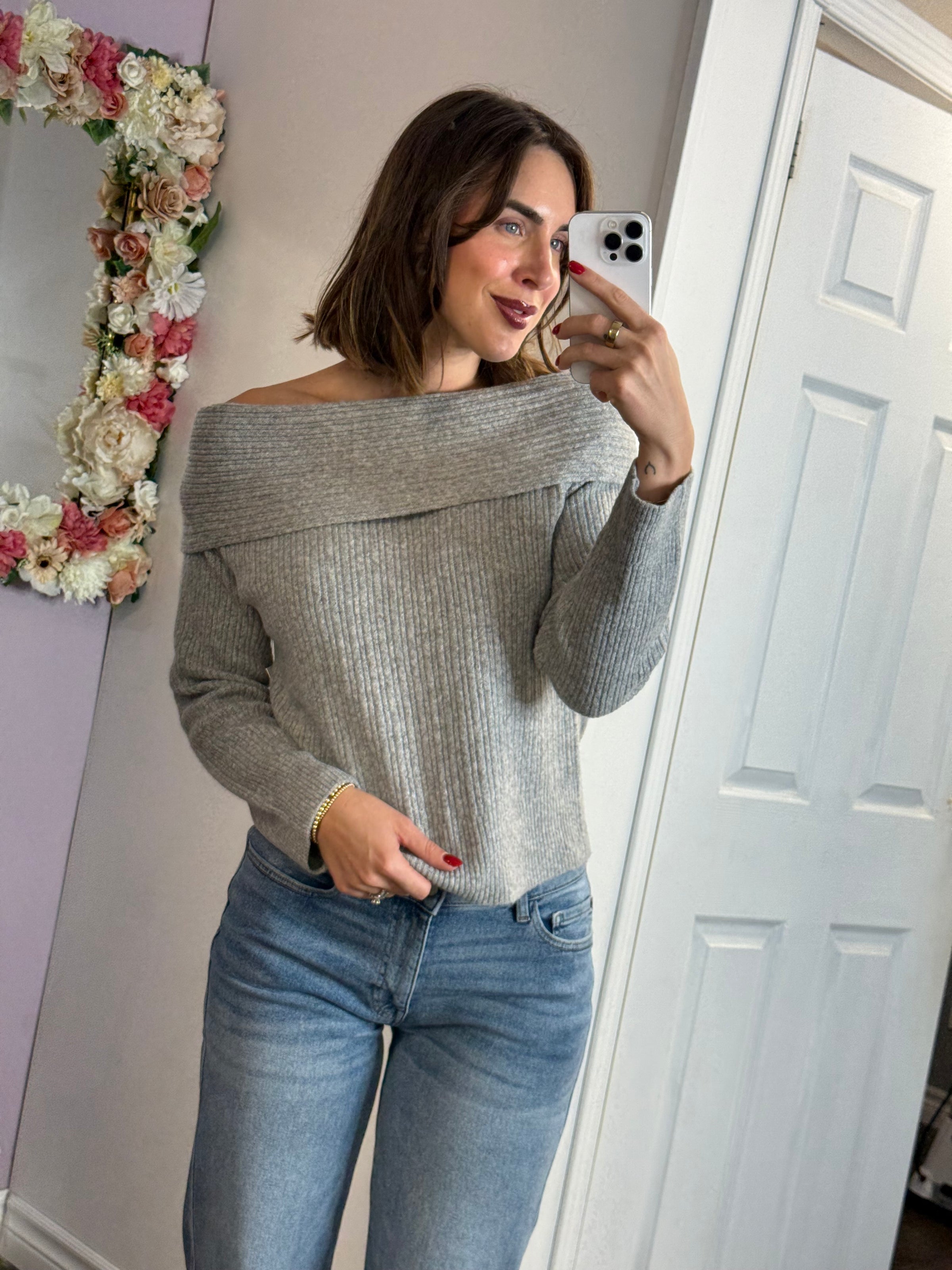 Marilyn Long Sleeve Pullover in Flint Grey