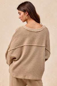 Brandi Baby Rib Knit Top in Taupe