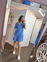 ONLBLOOM S/S V-NECK FRILL DRESS | Ultramarine