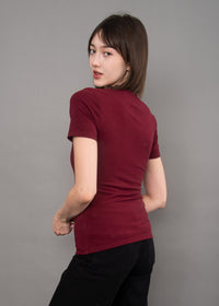 Valenna V-Neck Tee in Deep Burgundy