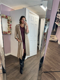 The Riley Double Breasted Trench in Taupe