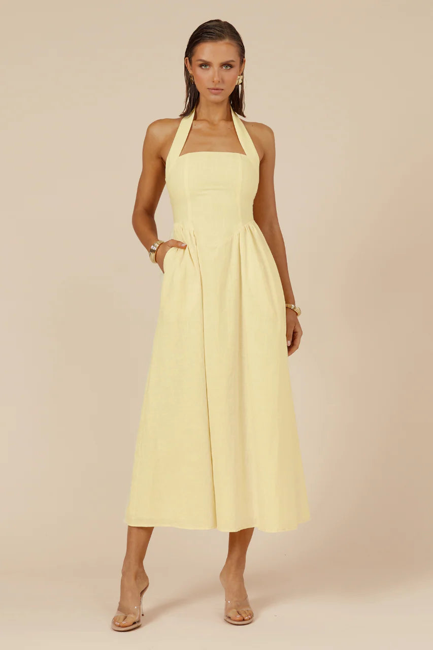 Locklea Midi Dress in Lemon