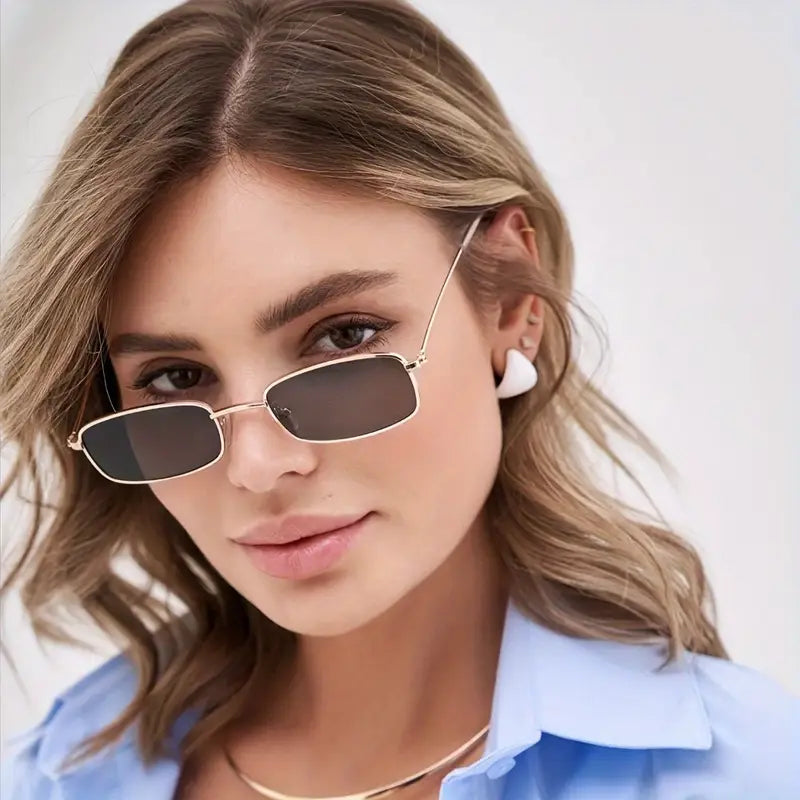 Gold Frame Small Rectangular Sunglasses